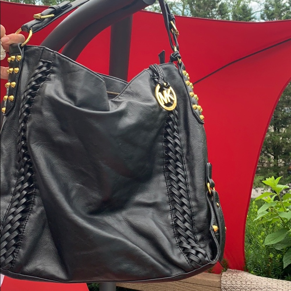 Black leather Michael kors hobo satchel bag